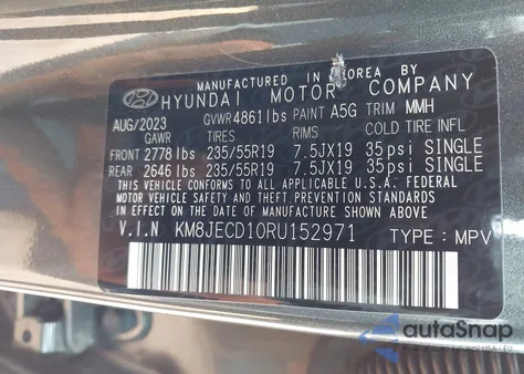 2024 Hyundai Tucson Hybrid Limited z USA, uszkodzony, nr VIN KM8JECD10RU152971